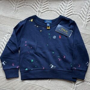 NEW - Polo by Ralph Lauren Kids Navy Sweatshirt with Multicolor Splatter